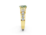 Yellow gold Fancy Green Oval  Brilliant Solitaire with Side Stones on a Pave Band and Four-Prong Setting_39
