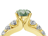 Yellow gold Fancy Green Oval  Brilliant Solitaire with Side Stones on a Pave Band and Four-Prong Setting_41