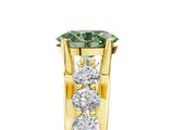 Yellow gold Fancy Green Oval  Brilliant Solitaire with Side Stones on a Pave Band and Four-Prong Setting_42