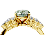 Yellow gold Fancy Green Oval  Cluster Diamond Engagement Ring with Pavé Band and Four-Prong Setting_67