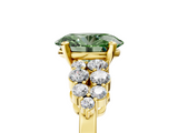 Yellow gold Fancy Green Oval  Cluster Diamond Engagement Ring with Pavé Band and Four-Prong Setting_68