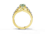 Yellow gold Fancy Green Oval Cut Brilliant Diamond Pavé Band with Six-Prong Setting_15
