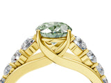 Yellow gold Fancy Green Oval Cut Brilliant Diamond Pavé Band with Six-Prong Setting_16