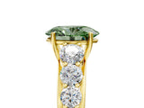 Yellow gold Fancy Green Oval Cut Brilliant Diamond Pavé Band with Six-Prong Setting_17