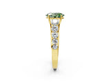 Yellow gold Fancy Green Oval Cut Brilliant Diamond Pavé Band with Six-Prong Setting_2