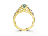 Yellow gold Fancy Green Oval Cut Brilliant Diamond Pavé Band with Six-Prong Setting_3