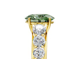 Yellow gold Fancy Green Oval Cut Brilliant Diamond Pavé Band with Six-Prong Setting_5