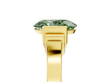 Yellow gold Fancy Green Oval Cut Brilliant Solitaire Diamond Ring with Channel Set Band and Bar Prong Setting_5