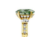 Yellow gold Fancy Green Oval Cut Brilliant Three-Stone Pave Band with Four-Prong Setting_5