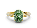 Yellow gold Fancy Green Oval  Cut Cathedral Pave Diamond Engagement Ring with Six-Prong Setting_32