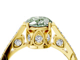 Yellow gold Fancy Green Oval  Cut Cathedral Pave Diamond Engagement Ring with Six-Prong Setting_36