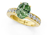 Yellow gold Fancy Green Oval  Cut Channel Set Diamond Engagement Ring with Four-Prong Setting_225