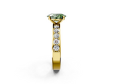 Yellow gold Fancy Green Oval  Cut Channel Set Diamond Engagement Ring with Four-Prong Setting_226