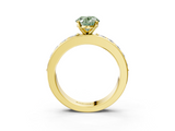 Yellow gold Fancy Green Oval  Cut Channel Set Diamond Engagement Ring with Four-Prong Setting_227