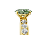 Yellow gold Fancy Green Oval  Cut Channel Set Diamond Engagement Ring with Four-Prong Setting_229