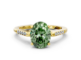 Yellow gold Fancy Green Oval  Cut Channel Set Solitaire Engagement Ring with Four-Prong Setting_221