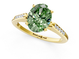 Yellow gold Fancy Green Oval  Cut Channel Set Solitaire Engagement Ring with Four-Prong Setting_222