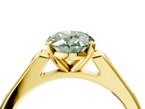 Yellow gold Fancy Green Oval  Cut Channel Set Solitaire Engagement Ring with Four-Prong Setting_225