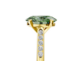Yellow gold Fancy Green Oval  Cut Channel Set Solitaire Engagement Ring with Four-Prong Setting_226