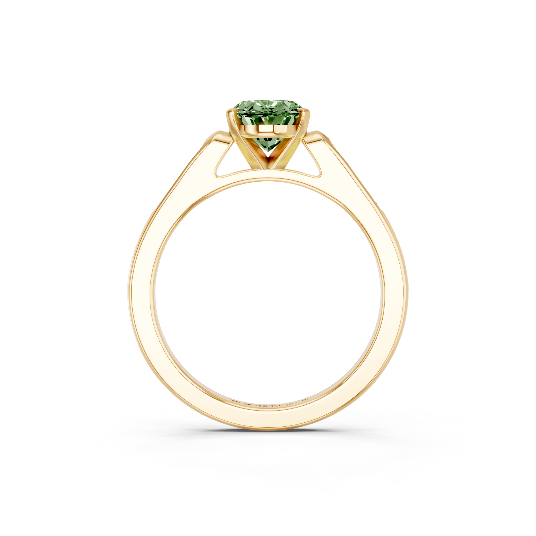 Yellow gold Fancy Green Oval  Cut Channel Set Solitaire Engagement Ring with Four-Prong Setting_79