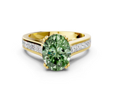 Yellow gold Fancy Green Oval  Cut Channel Set Solitaire Engagement Ring with Prong Setting_20