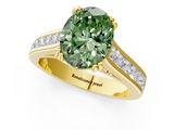 Yellow gold Fancy Green Oval  Cut Channel Set Solitaire Engagement Ring with Prong Setting_21