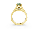 Yellow gold Fancy Green Oval  Cut Channel Set Solitaire Engagement Ring with Prong Setting_23