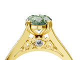 Yellow gold Fancy Green Oval  Cut Channel Set Solitaire Engagement Ring with Prong Setting_24