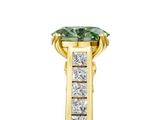 Yellow gold Fancy Green Oval  Cut Channel Set Solitaire Engagement Ring with Prong Setting_25
