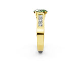 Yellow gold Fancy Green Oval Cut Cut Channel Set Solitaire Ring with Four-Prong Setting_2