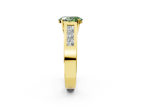 Yellow gold Fancy Green Oval Cut Cut Channel Set Solitaire Ring with Four-Prong Setting_2