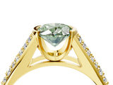 Yellow gold Fancy Green Oval Cut Cut Diamond Channel Set Pave Band with Tension Prong Setting_4