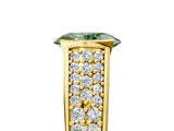Yellow gold Fancy Green Oval Cut Cut Diamond Channel Set Pave Band with Tension Prong Setting_5