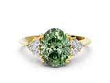 Yellow gold Fancy Green Oval Cut Cut Diamond Cluster Ring with Solitaire Band and Four-Prong Setting_12