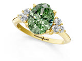 Yellow gold Fancy Green Oval Cut Cut Diamond Cluster Ring with Solitaire Band and Four-Prong Setting_13