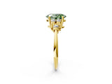 Yellow gold Fancy Green Oval Cut Cut Diamond Cluster Ring with Solitaire Band and Four-Prong Setting_14