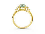 Yellow gold Fancy Green Oval Cut Cut Diamond Cluster Ring with Solitaire Band and Four-Prong Setting_15