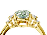 Yellow gold Fancy Green Oval Cut Cut Diamond Cluster Ring with Solitaire Band and Four-Prong Setting_16