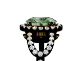 Yellow gold Fancy Green Oval Cut Cut Diamond Halo Engagement Ring with Open Split Pavé Band_5