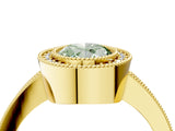 Yellow gold Fancy Green Oval Cut-Cut Diamond Halo Engagement Ring with Pave Band and Prong Setting_4