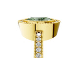 Yellow gold Fancy Green Oval Cut-Cut Diamond Halo Engagement Ring with Pave Band and Prong Setting_5