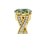 Yellow gold Fancy Green Oval Cut Cut Diamond Twisted Band with Milgrain Pave Setting and Four-Prong Setting_5