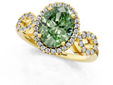 Yellow gold Fancy Green Oval Cut Cut Halo Diamond Infinity Band with Four-Prong Setting_1