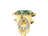 Yellow gold Fancy Green Oval Cut Cut Halo Diamond Infinity Band with Four-Prong Setting_5