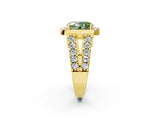 Yellow gold Fancy Green Oval Cut Cut Halo Split Shank Prong Set Ring_2