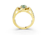 Yellow gold Fancy Green Oval Cut Cut Halo Split Shank Prong Set Ring_3