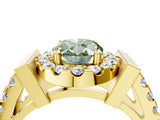 Yellow gold Fancy Green Oval Cut Cut Halo Split Shank Prong Set Ring_4