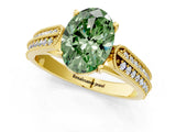Yellow gold Fancy Green Oval Cut Cut Pave Split Shank Engagement Ring with Four-Prong Setting_1