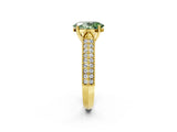 Yellow gold Fancy Green Oval Cut Cut Pave Split Shank Engagement Ring with Four-Prong Setting_2