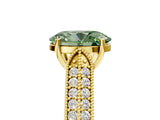 Yellow gold Fancy Green Oval Cut Cut Pave Split Shank Engagement Ring with Four-Prong Setting_5